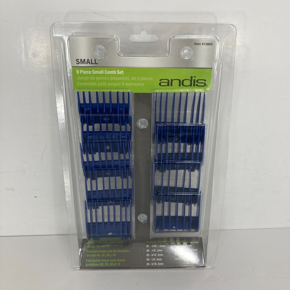 Andis Pets Blue 9 Piece Small Comb Set for Clipper Pet Dog Hair #12860 (NEW)